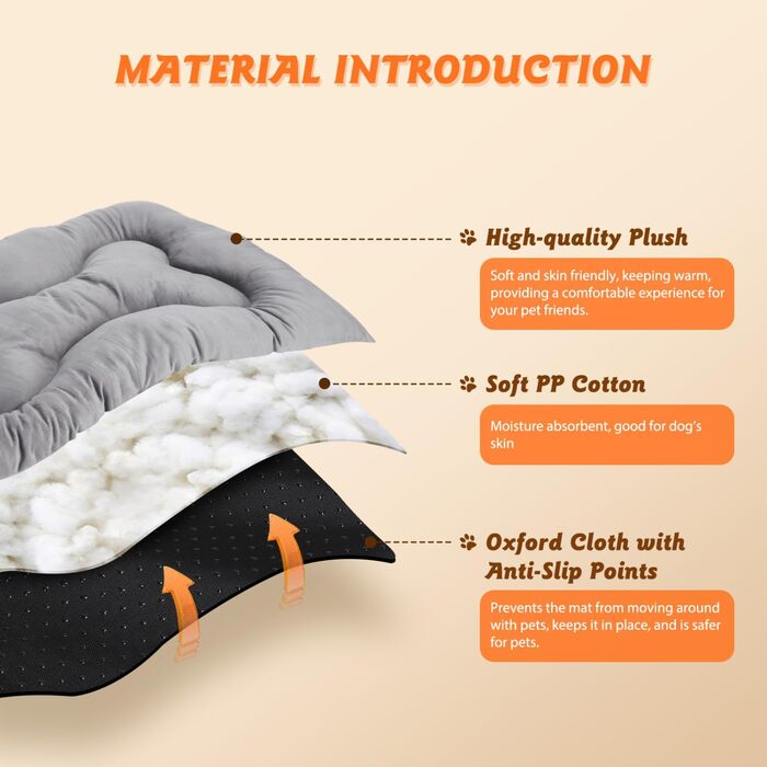 Nobleza Лежанка для собак великих порід, м'яка, нековзна, миється, дихаюча, 130x100x13 см, сіра