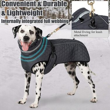 Водонепроникний зимовий теплий куртка для собак з підсумком для повідка. Підходить для малих, середніх та великих собак. Сірий колір.