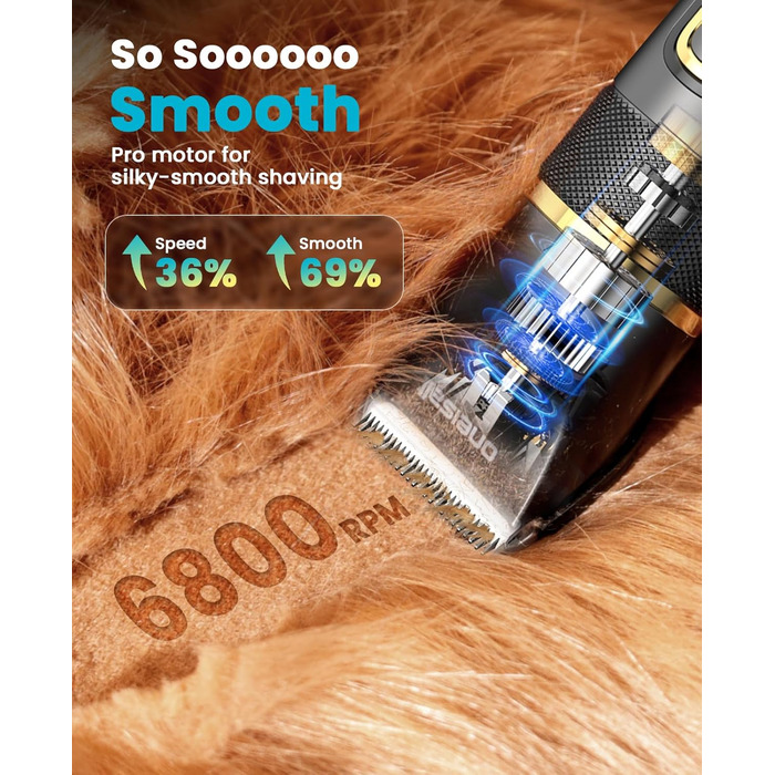 Машинка для стрижки собак Oneisall Leise Hundeschermaschine Upgrade Pro: професійна модель для собак та котів, акумулятор 2000mAh, водонепроникність IPX7, для догляду за шерстю вдома