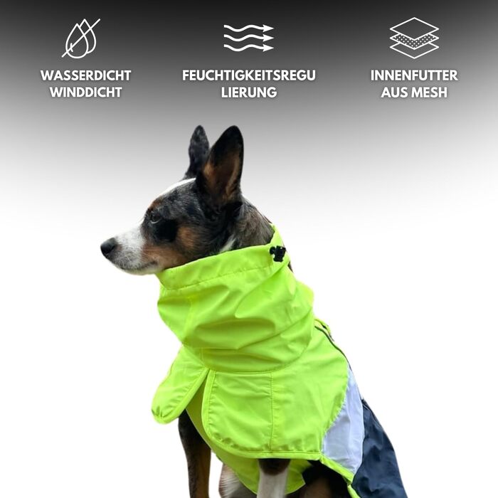 Водонепроникний дощовик для собак Spark Paws, вітрозахисна куртка для собак (Neon White Navy Blue, розмір L)