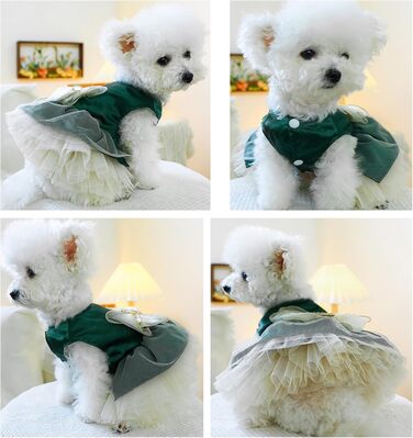 Сукня-тьюль для котів, мереживна, XL, зелена. Ідеально для святкування та фотосесій.