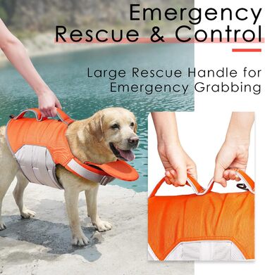 Жилет рятувальний для собак ThinkPet, помаранчевий, розмір L, з регулюванням та світловідбиваючими елементами