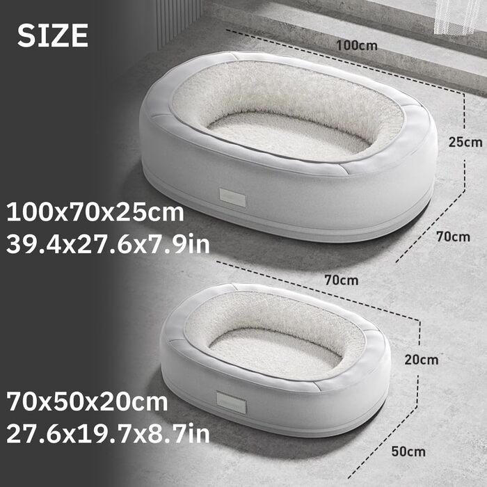 Ортопедичне ліжко для собак, кругла форма, Donut-дизайн, антистресове подушення, ліжко-софа для собак та котів, тепле зимове, з пам'яті ефекту піна, кошик для собак, м'яке покриття, сірий колір, розмір L