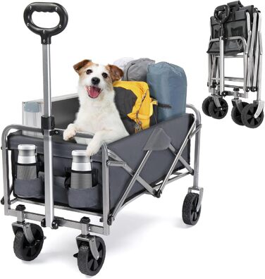 Візок Bonnlo для перевезення вантажів, 100 кг, 600D Oxford, сталевий каркас, 74,5×45,5×84 см (сірий)