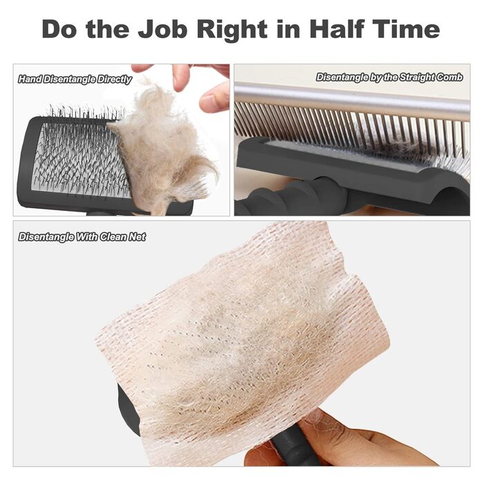 Щітка для собак з довгим волоссям, для котів та собак з довгою та короткою шерстю, масажна щітка для догляду за шерстю (чорна)