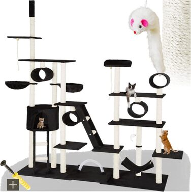 Драбина-кіготь Tectake Snooky | Ігровий центр для котів з багатоярусною драбиною та оглядовими платформами (сірий, чорний)