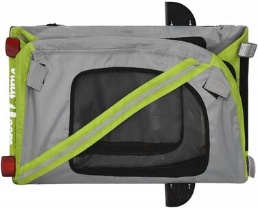 Причіп для собак vidaXL, причіп-перевозник для собак з відбивачами та прапором, вантажопідйомність 45 кг, матеріал: Оксфорд, колір: зелений, розмір: 125 x 63 x 66 см