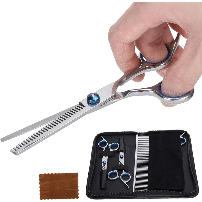 Набір для грумінгу собак: професійні ножиці, ножиці для розрідження шерсті, гребінець, ножиці для собак, котів та інших тварин
