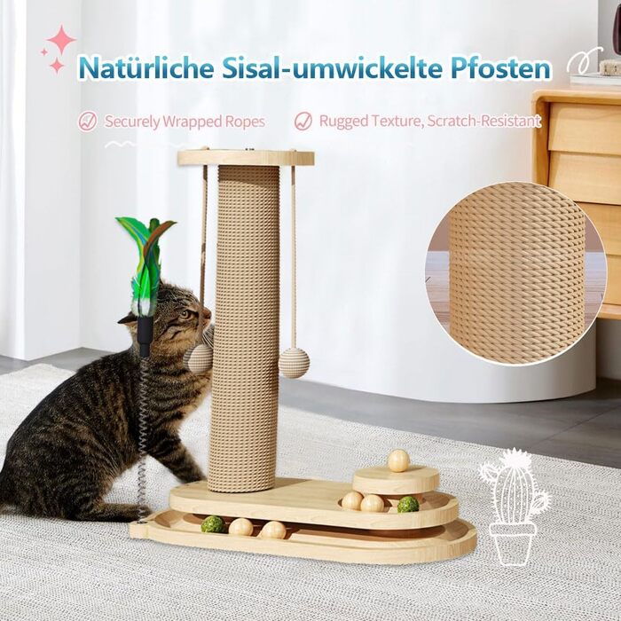 Інтерактивна дерев'яна іграшка для котів Nyingki, 4 в 1: котячий кулька-крус, інтелектуальна іграшка, дерев'яна іграшка для котів