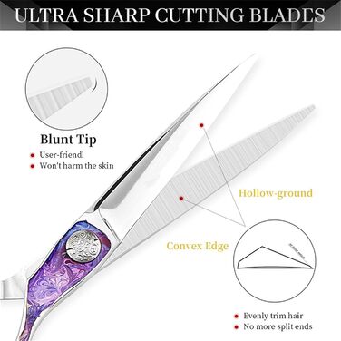 Професійна ножиця для грумінгу собак та котів 6.8 дюймів | Пряма ножиця для догляду за шерстю з регулюванням