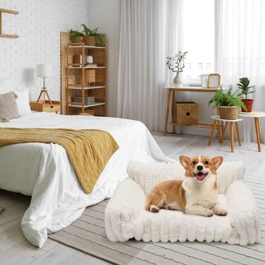 М'яке пухнасте ліжко для собак та котів (61x48x30 см) – затишне місце для відпочинку | Колір