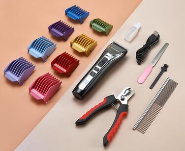 Набір для грумінгу тварин BarberBoss: бездротовий тихий тример для густого та спутанного хутра, акумуляторна шерстьова ножиця, тример для подушечок лап