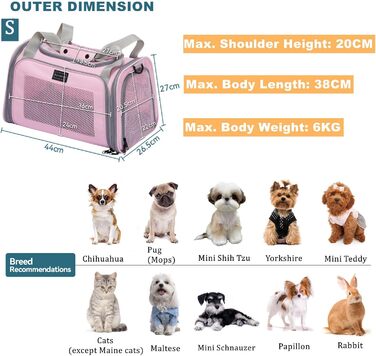 Транспортна переноска для котів та маленьких собак Petsfit, рожева, S