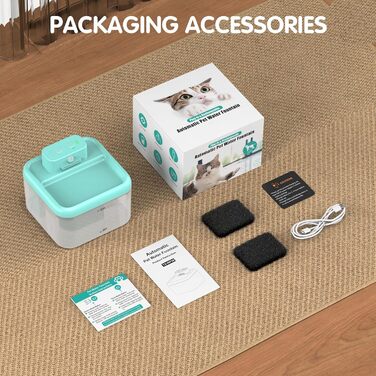 Трубочка для котів RUXAN, 2L, тихий фонтанчик з батарейкою, 2200mAh, з датчиком руху, 3 режими, для котів та собак, білий (блакитний, поліпропілен (PP))