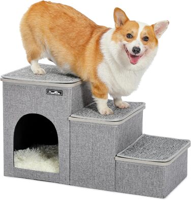 Сходи для собак Made4Pets 3 ступені, складані, для ліжка та дивана, для маленьких собак і котів, з функцією зберігання, домашні аксесуари