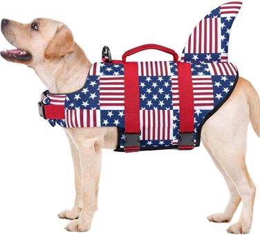 Жилет для плавання собак Malier, Ripstop, висока плавучість, для малих, середніх та великих собак, яскравий, рятувальний, в клітинку, розмір Small