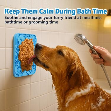 Силіконові килимки для годування котів та собак 2 шт. - сповільнене харчування, 60 присосок, проти ковзання, Bau+Grün-US