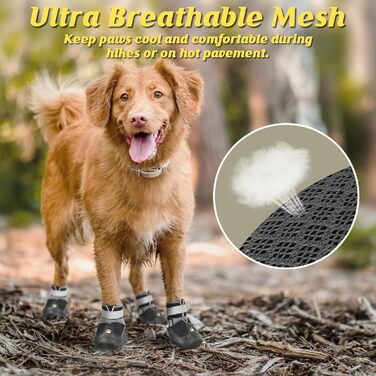 Зручні собачі черевики LUCKYPAW з дихаючої сітки для захисту лап влітку та взимку. Антиковзкі, з відбиваючими елементами, для прогулянок, хандрингу та активного відпочинку на вулиці.