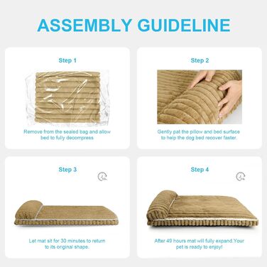 Комфортне ліжко для собак великих порід, знімний та пральний чохол, плюшеве ліжко Deluxe для клітки, неслизька підстилка для тварин, матрац для собачої будки (X-Large, Коричневий)