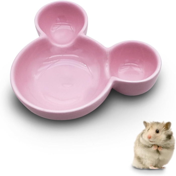 Миска для їжі та води для хом'яків LuckyOpt, мила форма мишки, кераміка, легко миється, підходить для дрібних тварин, їжаків, білок, гризунів, цукрових пухнастиків (фіолетовий, рожевий)