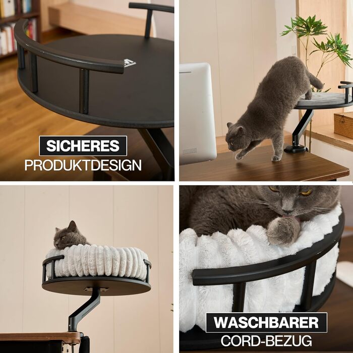 Кішка лежанка Noviclass® LEVI | Платформа для котів | Для столу та підвіконня | 2 лежанки | Cord-дизайн сірий | Міцна та сучасна