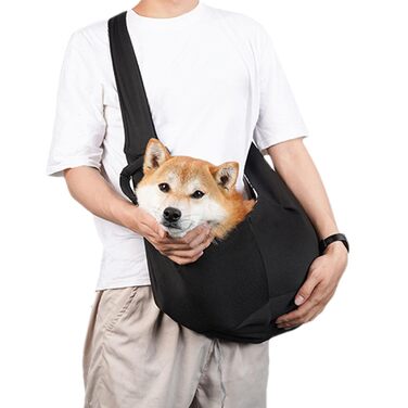 Сумка для собак | Сумка-переноска для тварин на плечі з регульованим ремінцем - безпечна для маленьких собак, звільняє руки. Сумка-переноска для цуценят з регульованим ремінцем для прогулянок, чорного кольору