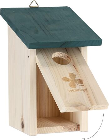 Кормушка для птахів Relaxdays з отвором 35 мм, на кришці, для синиць та зябликів, підвісна, зелений колір