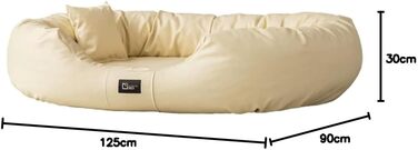 Ортопедичне ліжко для собак Nancy Premium, велике, кремове (XL) - килимок, ліжко для собак з еко-шкіри, з антиковзаючою поверхнею, зносостійке, міцне