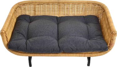 Ексклюзивний плетений лежак для собак/кішок з ротангу, великий (XL), з подушкою, Honey