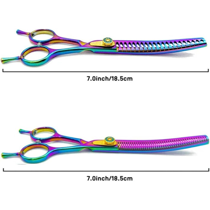 Професійна витончена ножиці для грумінгу собак 7,0 дюймів, з нержавіючої сталі, для тонкого вирівнювання (зубці V-подібної форми, тонкість 60%)