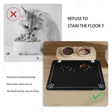 Німецька килимок під миску для собак та котів, чорний, 40x60 см, неслизький, швидковисихаючий, легко миється