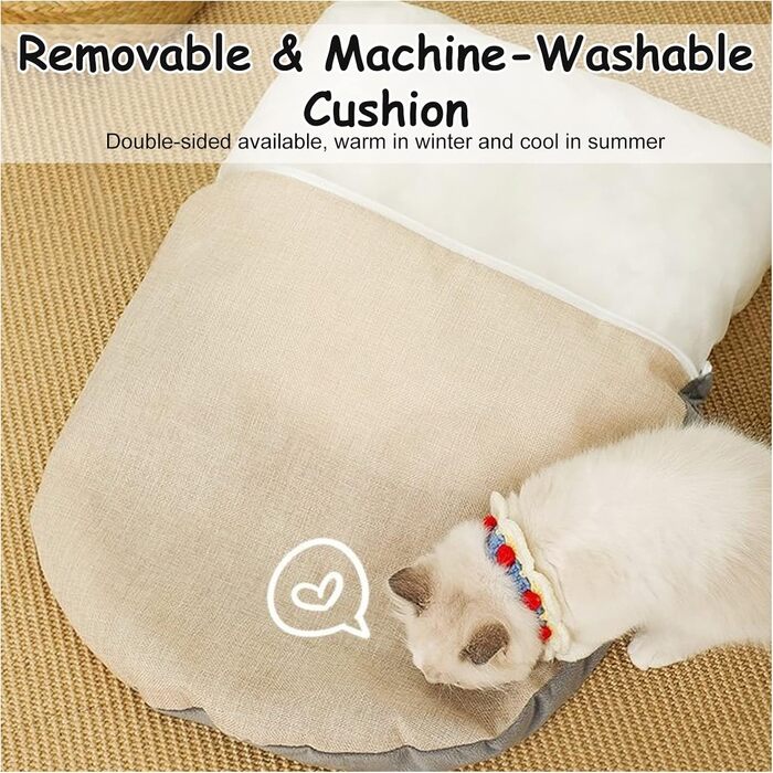 Кігтеточка-будиночок для котів Andiker, 40x40x33 см, плюшеве ліжко, напівзакритий гніздо, миється, знімається, з іграшкою-клубочком (сірий, миша)