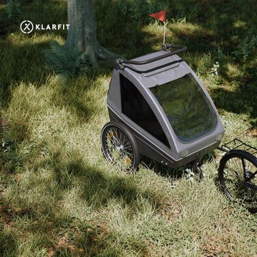 Klarfit GoKiddo: Дитячий велопричіп для 2 дітей - 2-в-1 (велопричіп та візок) з гальмами, ременями безпеки, регульованими сидіннями, 40 кг вантажопідйомністю, захистом від дощу та UV-променями, складаний, темно-сірий