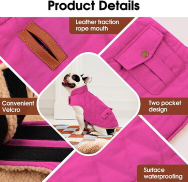 Зимовий теплий одяг для собак: куртка з флісу, тепла сорочка для чихуахуа, такса, рожева, розмір L