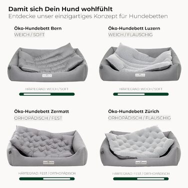 Ортопедичне екологічне ліжко для собак HOUND & NATURE Bern XXL 125x95 см, м'яке, світло-сіре, для великих порід, двостороння подушка, знімний чохол, пране
