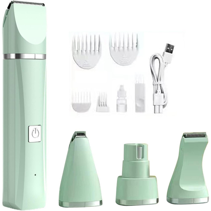 Електрична машинка для грумінгу собак та котів 4-в-1, набір для догляду за шерстю, триммер для нігтів, акумуляторна, тиха, безпечна