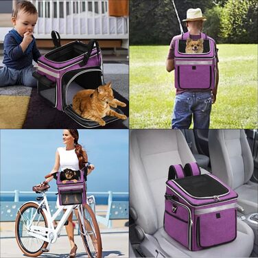 Сумка на велосипед для тварин (собаки, коти), рюкзак для домашніх улюбленців з сіткою, складана переноска для собак та котів до 6 кг (фіолетовий, 53 x 29 x 33 см)