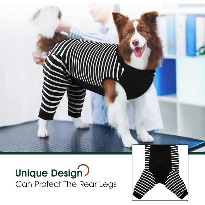 Комбінезон для собак Kuoser після операції на задніх лапах, чорний, розмір L (Back:40cm)