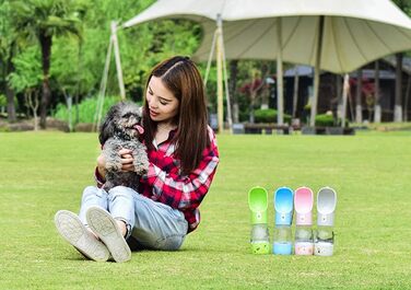 Водяна пляшка для собак Madeking: портативна, витокозахисна, з мискою для корму, для собак та котів (блакитна)