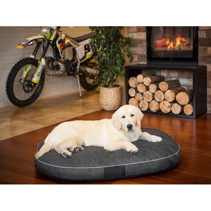 Килимок для собак овальної форми, розмір M, 70 x 50 см, чорний, з екологічного льону