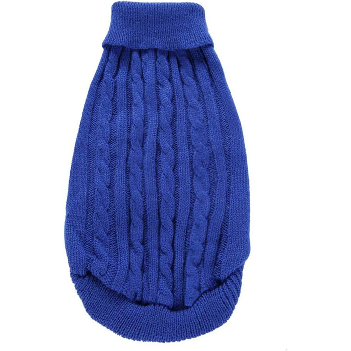 Теплий і зручний светр для собак, розмір M, акрил, високий комір, для собак маленьких та великих порід, 5,9–7,3 кг (Темно-синій, L)