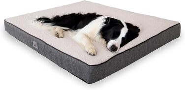 Ортопедичне ліжко для собак середніх порід, вологостійке, з ультрам'якою піною, знімний, пральний чохол та антиковзаюча підкладка, білий та сірий, розмір Medium (31.4'L x 23.6'W x 3.1'Th)