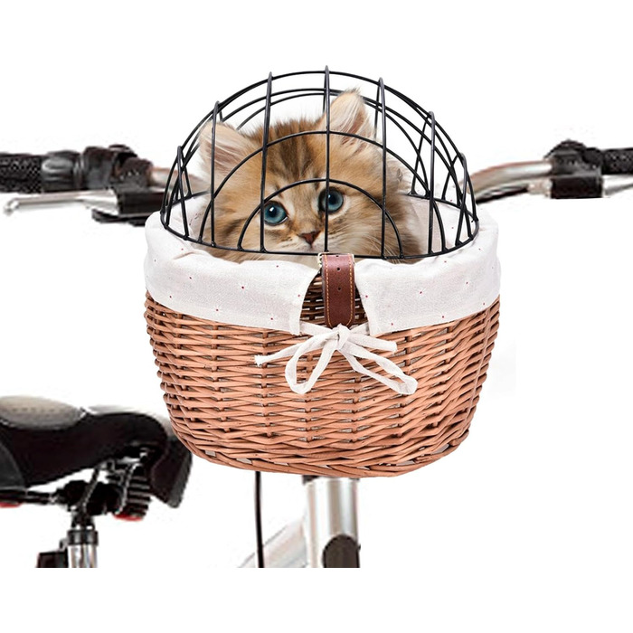 Фаркоп для кота та собаки - велосипедний кошик для тварин | Плетіний кошик з металу, велосипедний тримач для домашніх тварин, 2 шт.