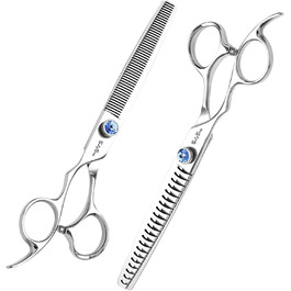 Професійна шерсть для собак та котів 7 дюймів, японська сталь VG10, 18/50 зубів, безпечна, безшумна, з тупим кінчиком, для тонкої шерсті