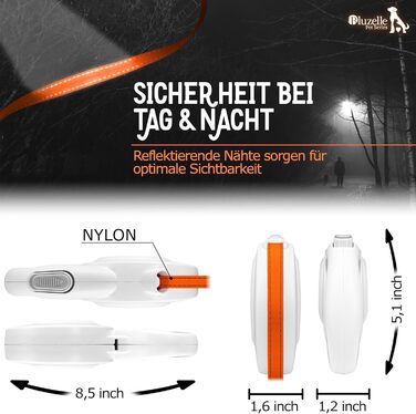 Блузель 8м Рулетка для собак до 50 кг, Неонова жовта рулетка з відбивачем, карабін 360°, ергономічна ручка з гумою та стопором