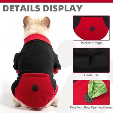 Світшот для маленьких собак Kooltail, з отвором для повідка, червоний, розмір XS