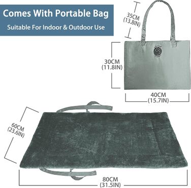 Водонепроникний килимок для котів та собак Kritter Planet, складаний, миючий, для відпочинку на вулиці, у подорожах та кемпінгу, з ручками, 80 x 60 см, сірий