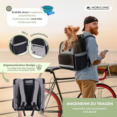 Рюкзак-переноска для котів та собак Mobiclinic® Pets, складаний, з вентиляцією, з аксесуарами, регульований, 37x29x37x5 см