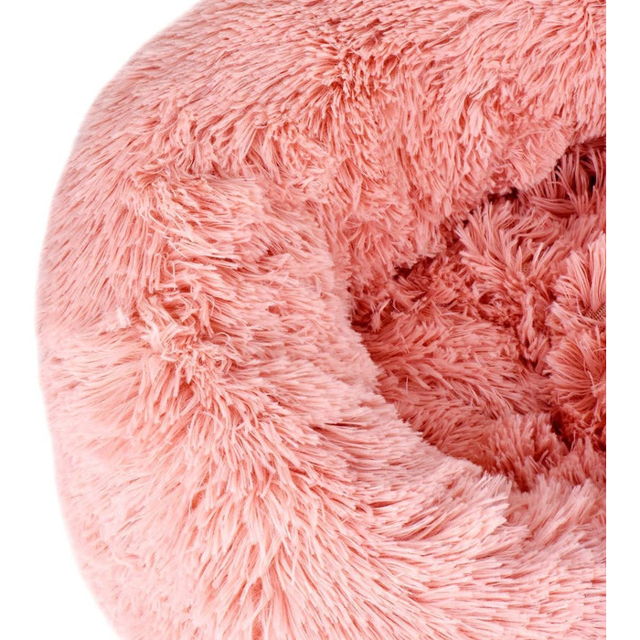 М'яке ліжко для котів та собак: кругле, плюшеве, 70см та 50см, біле та рожеве