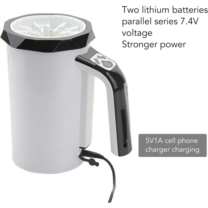 Автоматичний мийник лап для собак середніх та великих порід – двосторонній, з м'якою силіконовою щіткою (чорно-білий)